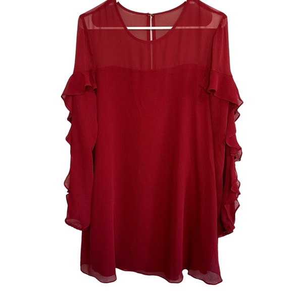 BCBGeneration MEDIUM Ruffle Sleeve Tent Dress NEW WITH TAGS Burgundy/Maroon CUTE - Picture 9 of 14